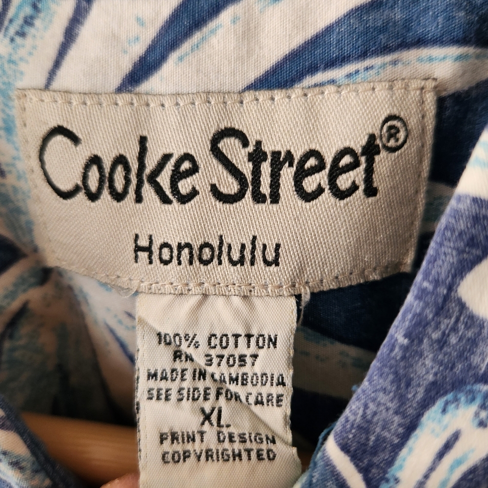 Cooke Street Honolulu Blue Hawaiian Short Sleeve Button Up Shirt Men's XL Beach - Picture 2 of 12
